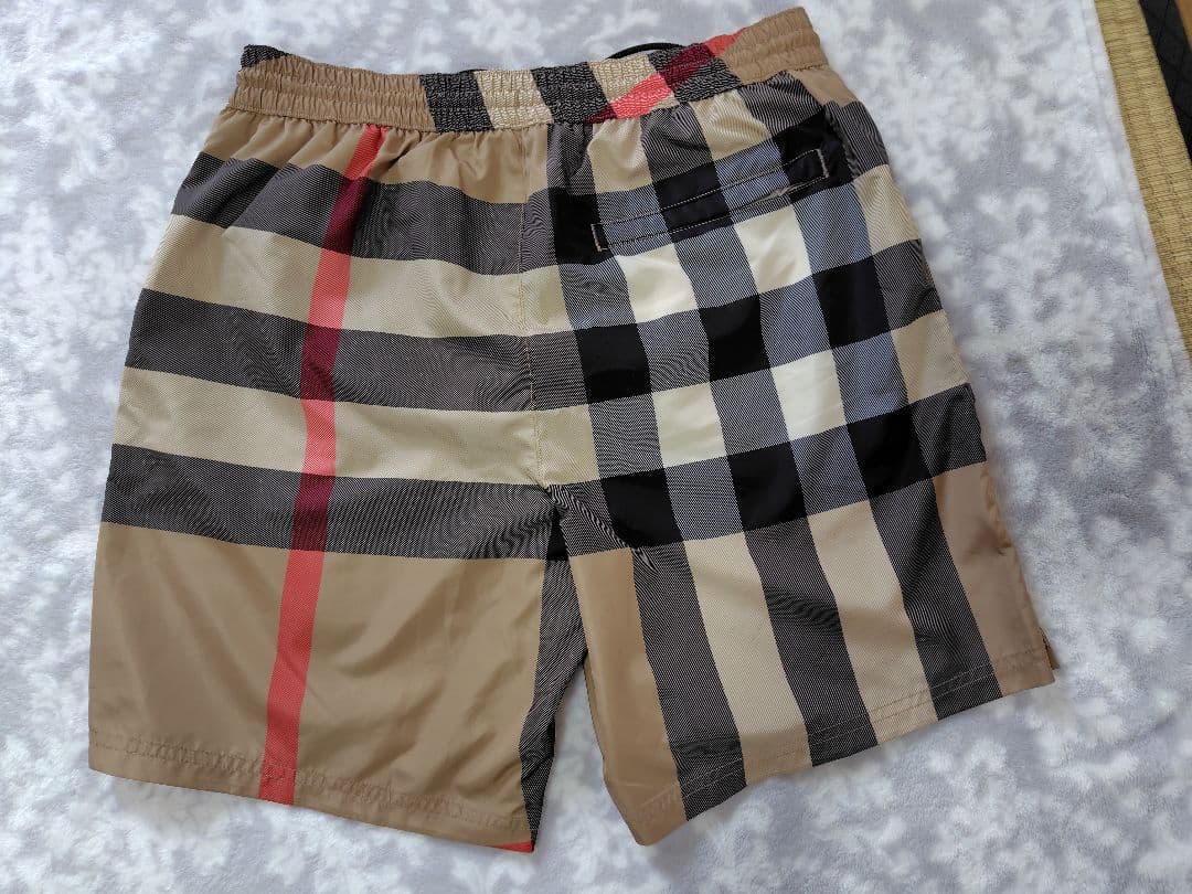 バーバリー スイムパンツ 水着 ノバチェック ベージュ/黒/赤