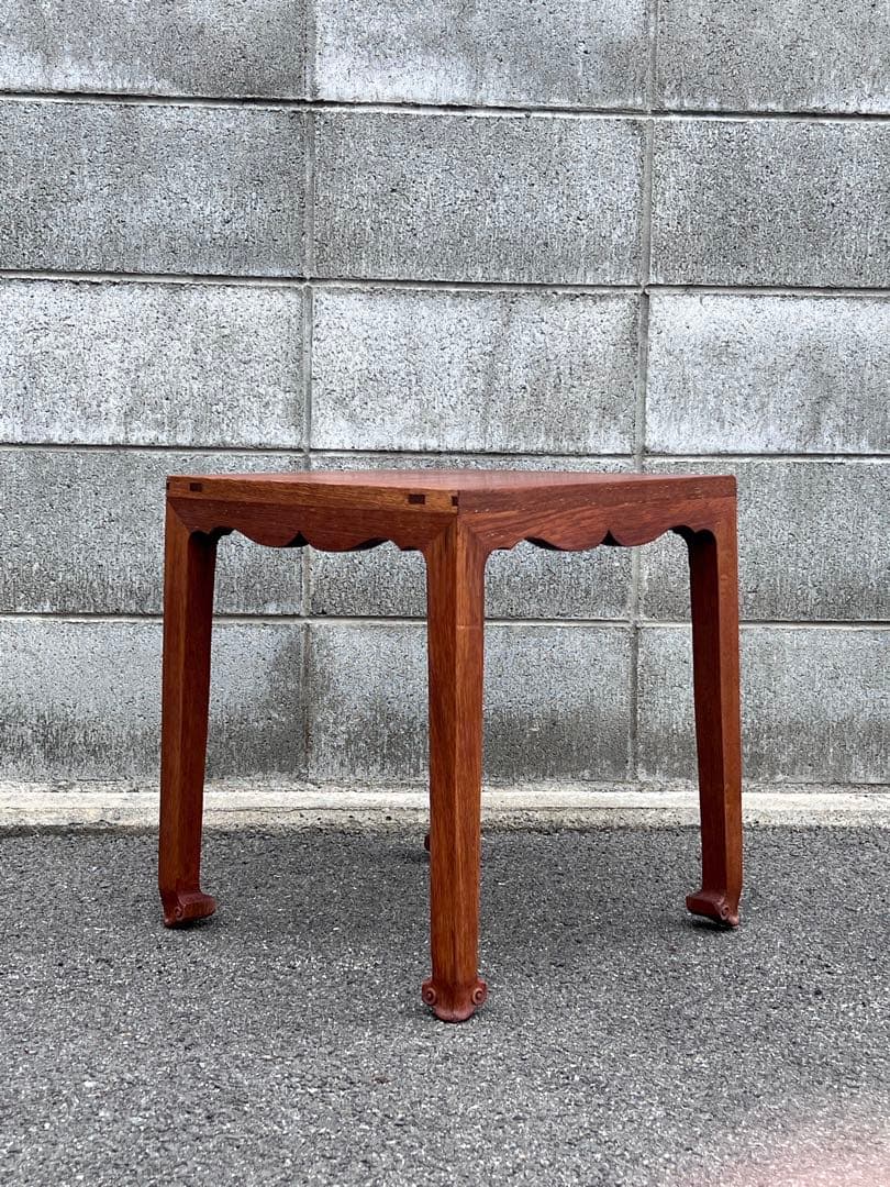 送料無料　唐木　正方高足花台　宋式極簡風　巻雲足　中国美術　飾り台　盆栽台