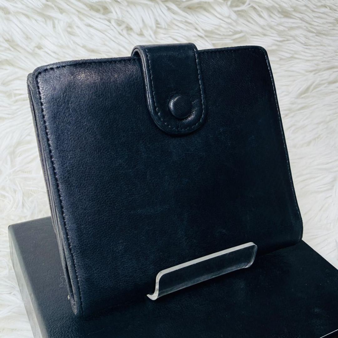 【セール】シャネル　ココマーク　二つ折り財布　黒　ラムスキン　箱付き カードあり