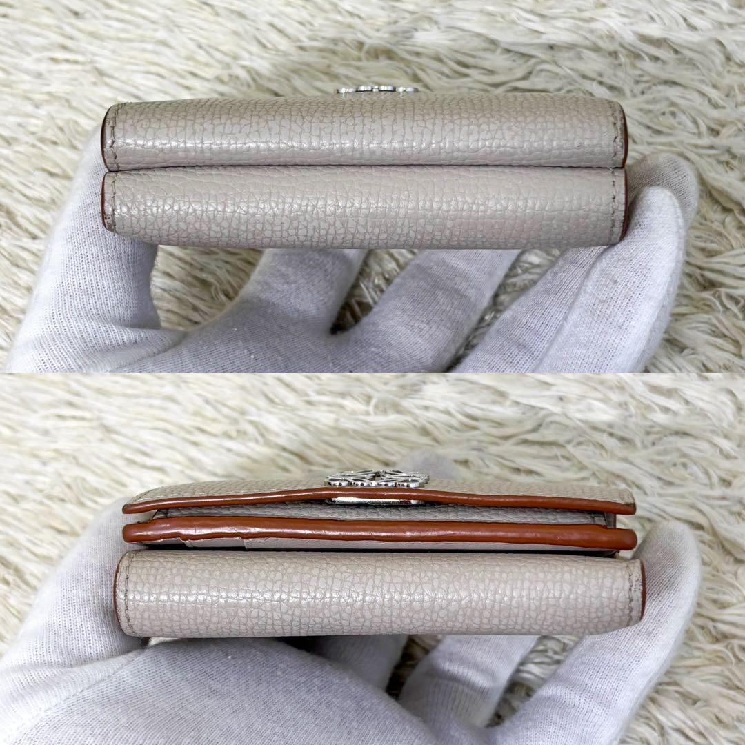 【美品】ロエベ トライフォールドウォレット アナグラム ペブルグレインカーフ