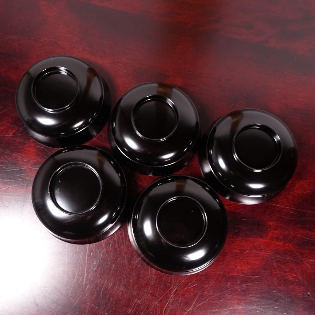 輪島塗 黒塗 見返月に双鶴蒔絵 椀 5客 天然木製漆器