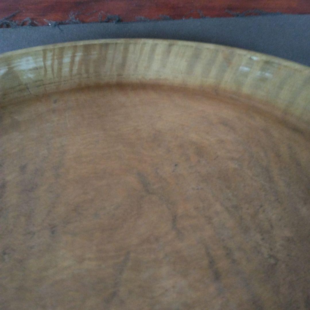 丸盆　くり抜き木工品　無垢材