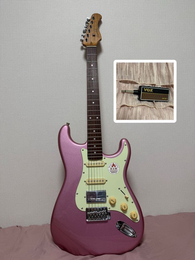 【ヘッドホンアンプ付き】Bacchus エレキギター ピンク