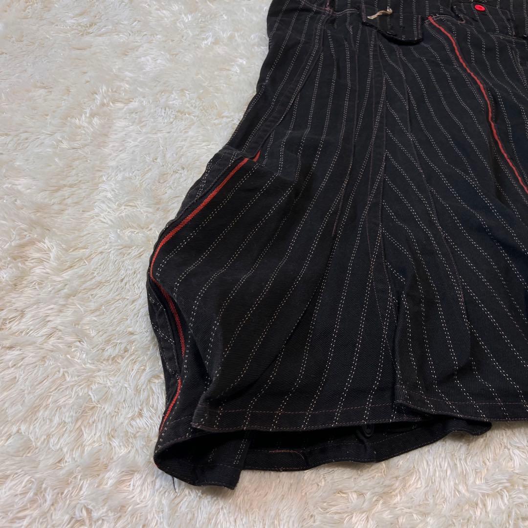 マリテフランソワジルボー 変形 デニムスカート ストライプ 立体断裁 ボタン装飾