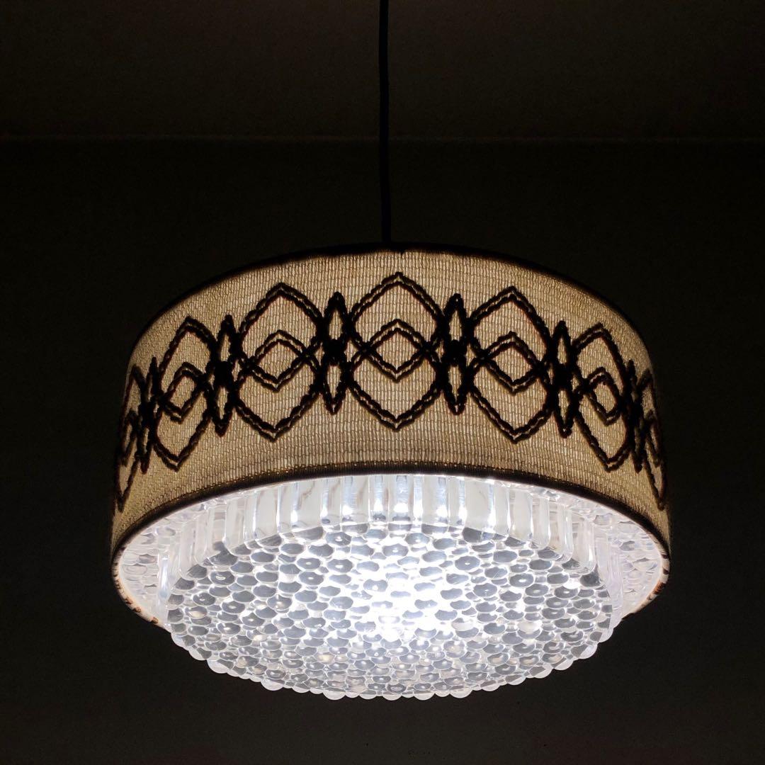 デンマーク　北欧ビンテージ　ジュートシェードペンダントランプ