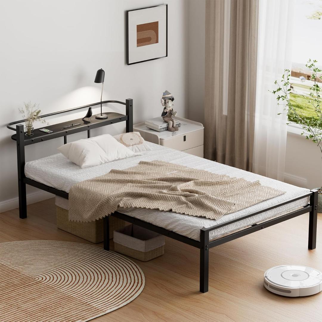 ベッドフレーム シングル ベッド 宮棚 2口コンセント