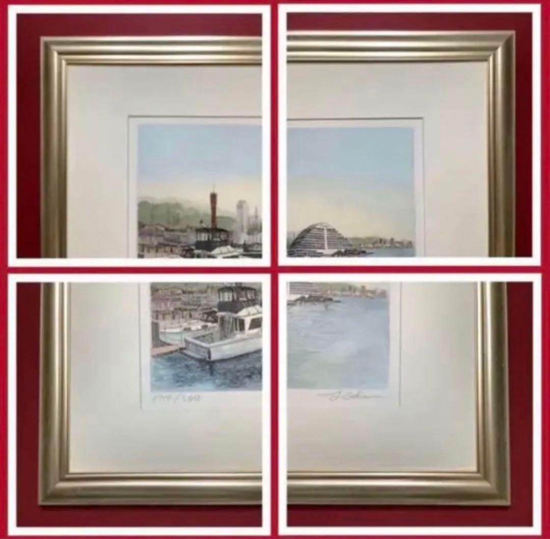 絵画・額縁・版画・織田 義郎・新品未使用・ハーバーランドⅢ(神戸)・エッチング