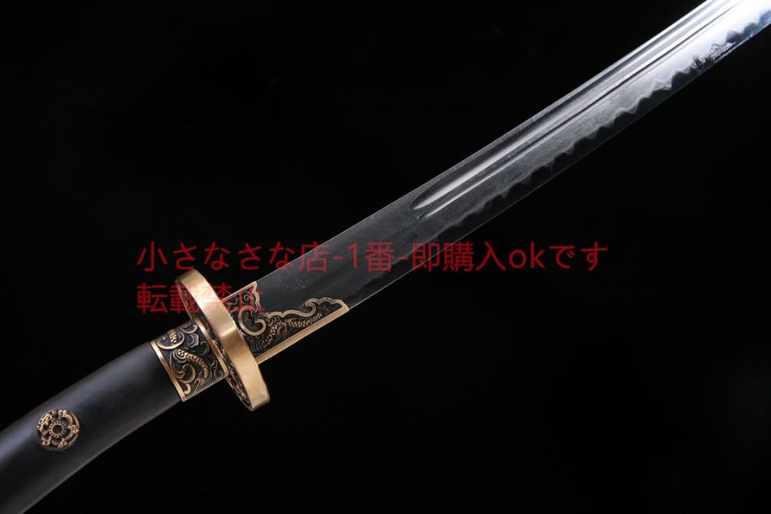 宝龍清刀黒白檀百錬文紋鋼 古兵器 武具 刀装具 日本刀 模造刀 居合刀