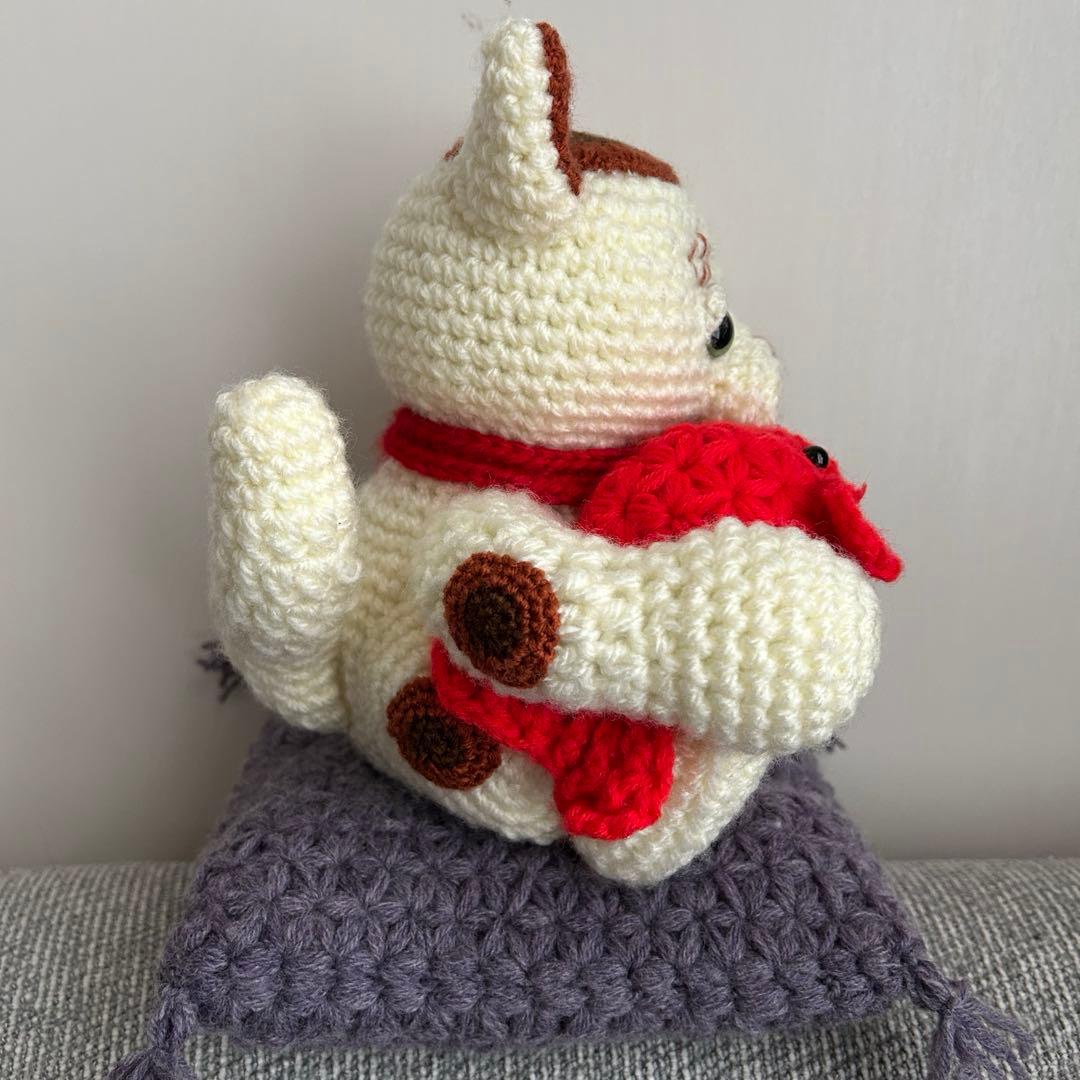 招き猫のあみぐるみ　特大