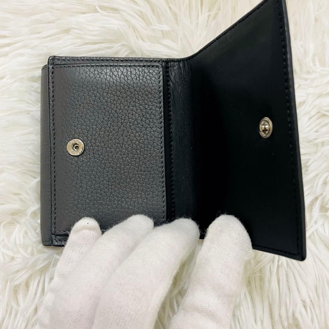 極美✨付属完備✨LOEWE 三つ折り財布 レザー トライフォールド グレー