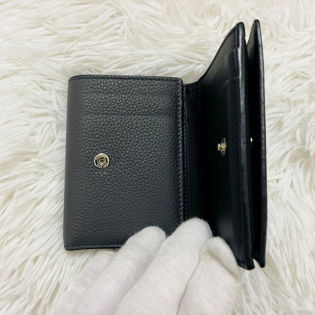 極美✨付属完備✨LOEWE 三つ折り財布 レザー トライフォールド グレー