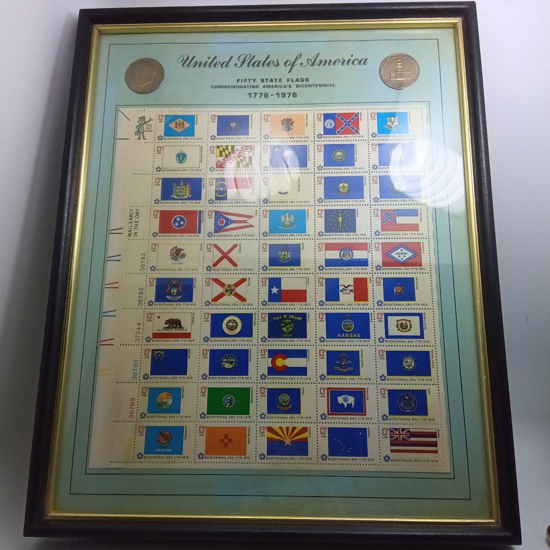 ケネディハーフダラー硬貨とアメリカ切手シート