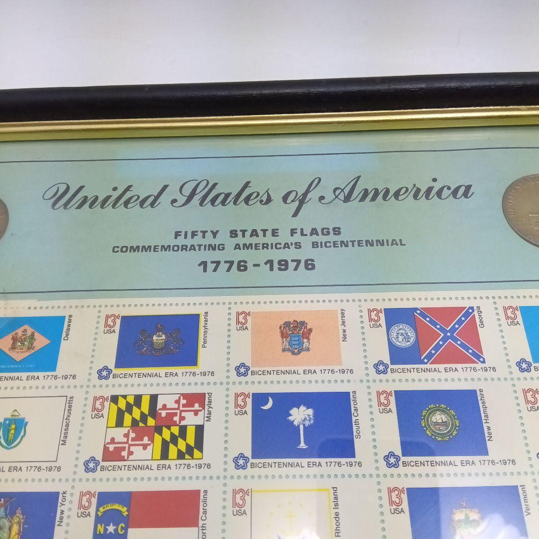 ケネディハーフダラー硬貨とアメリカ切手シート