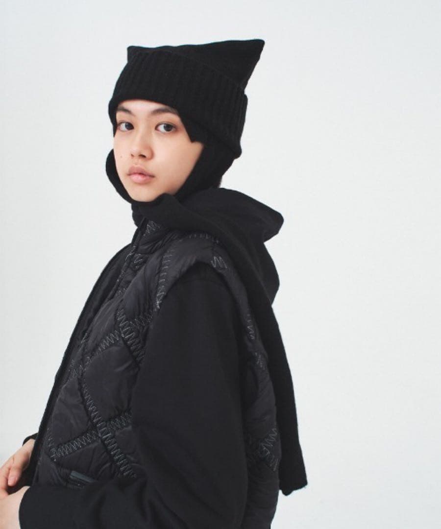【soduk 】flat knit cap black 猫耳ビーニー