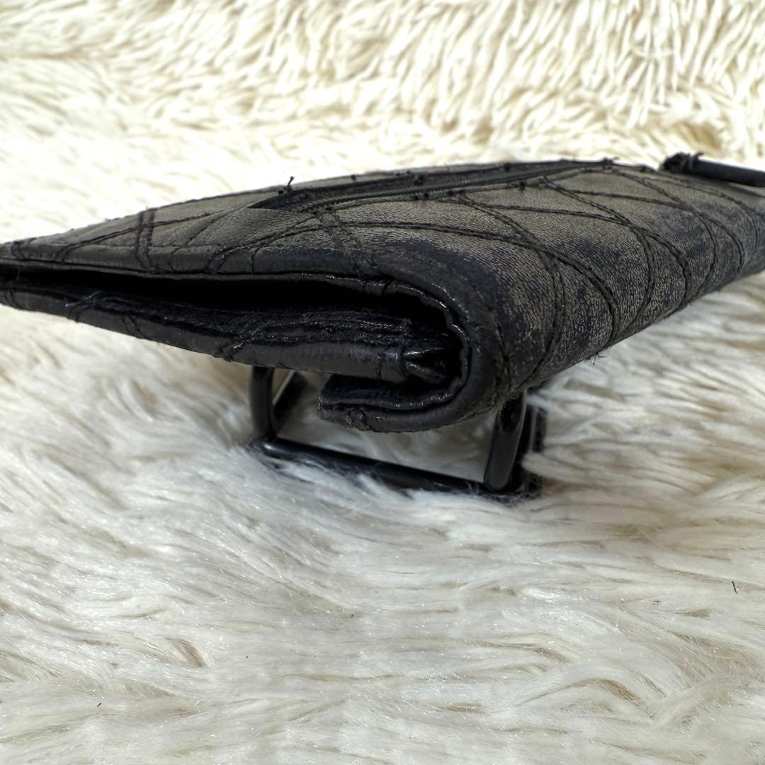 シャネル CHANEL ピコローレ 二つ折り長財布 キルティング 黒 レザー