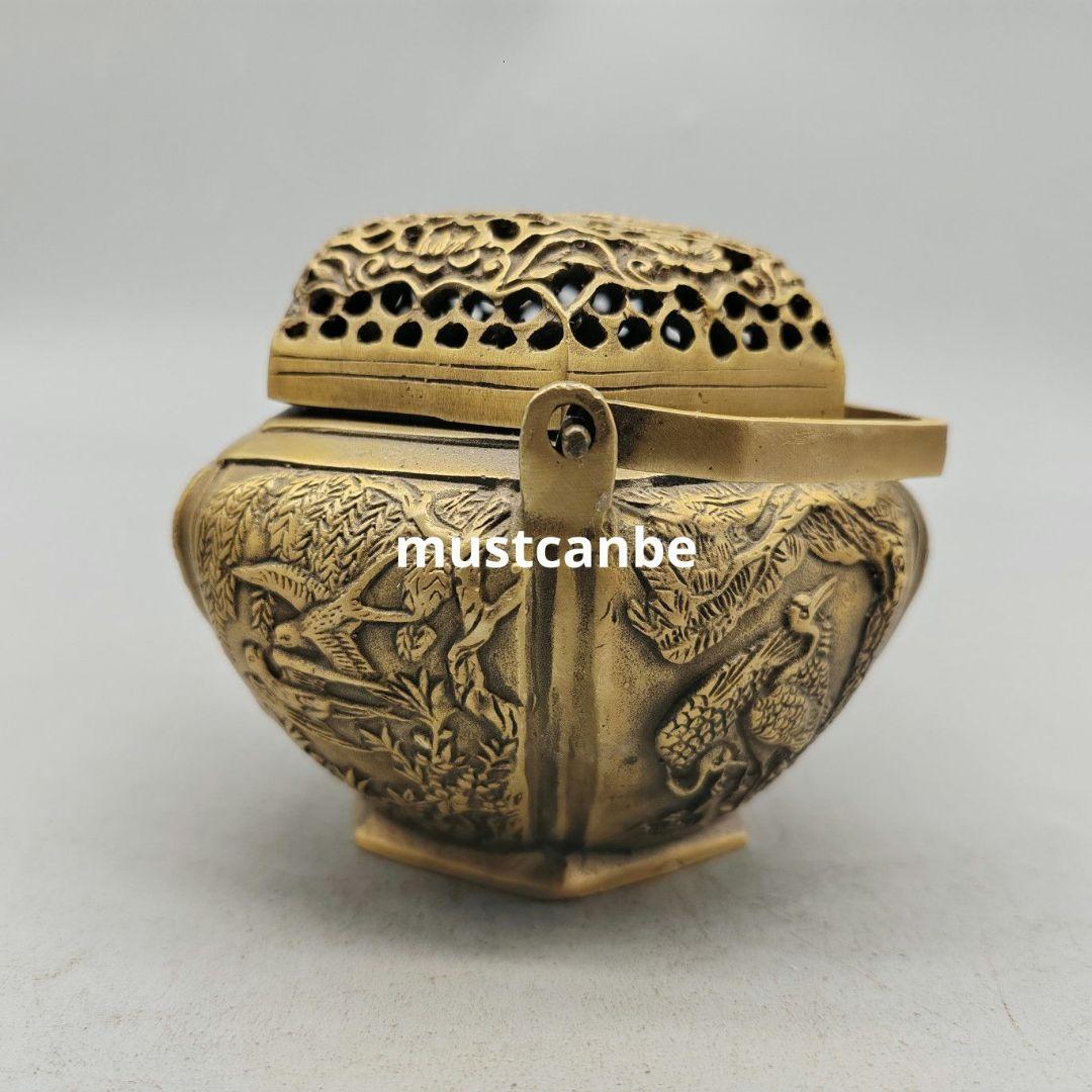 香炉 暖手炉 香具 提梁薫香炉 銅製品 工芸品 置物