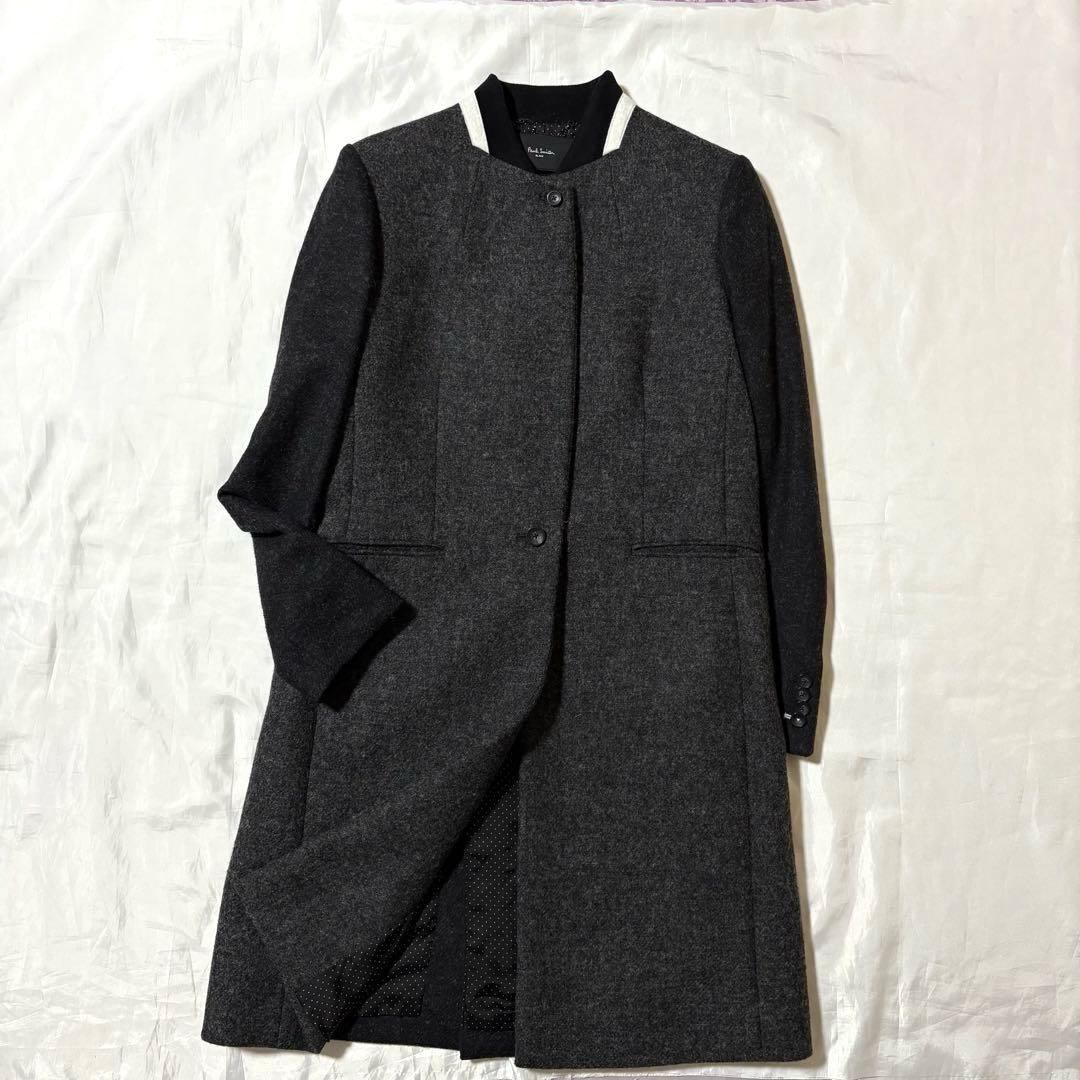 ポールスミスブラック×MOON社 チェスターコート ウール100 ライトメルトン