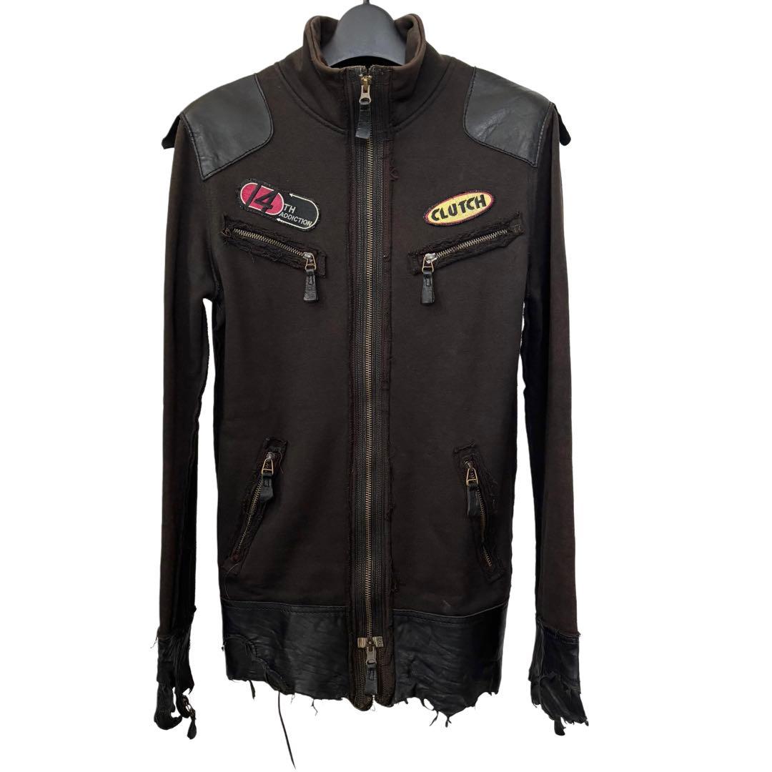 初期希少 14th addiction レザー切替 ダメージ加工 装飾ジャケット