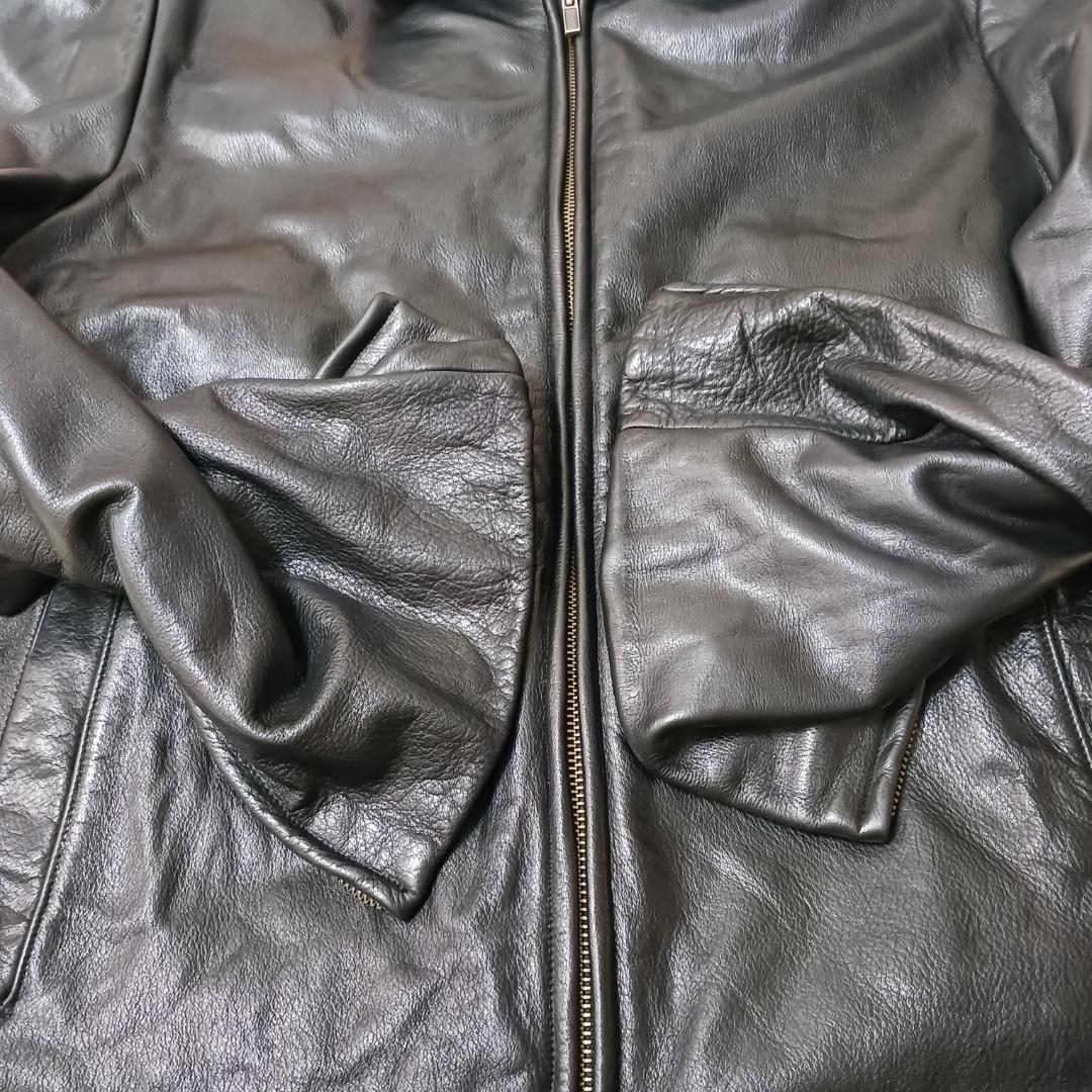 90s オールド バナナリパブリック M 肉厚 本革 シングル ダブルジップ