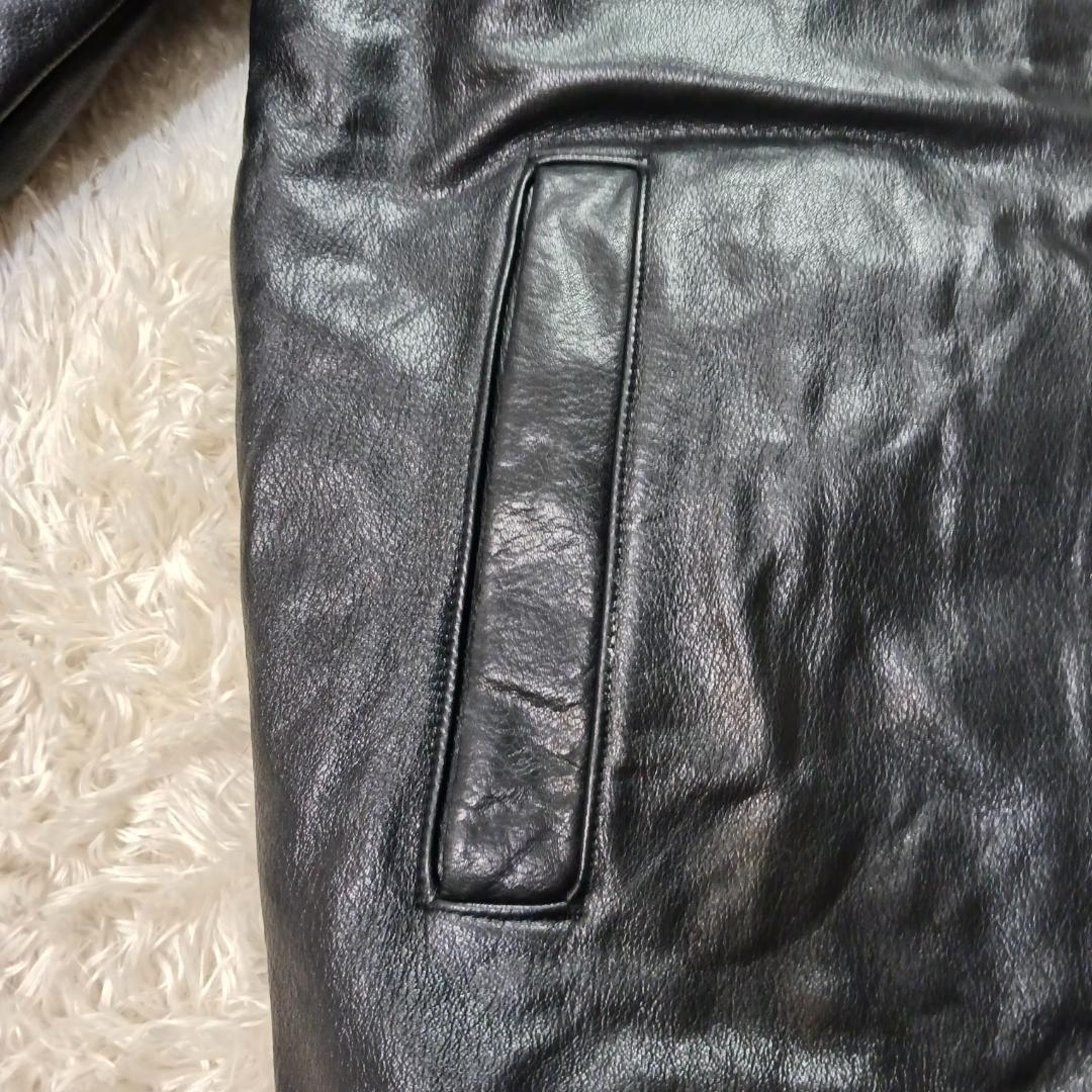 90s オールド バナナリパブリック M 肉厚 本革 シングル ダブルジップ