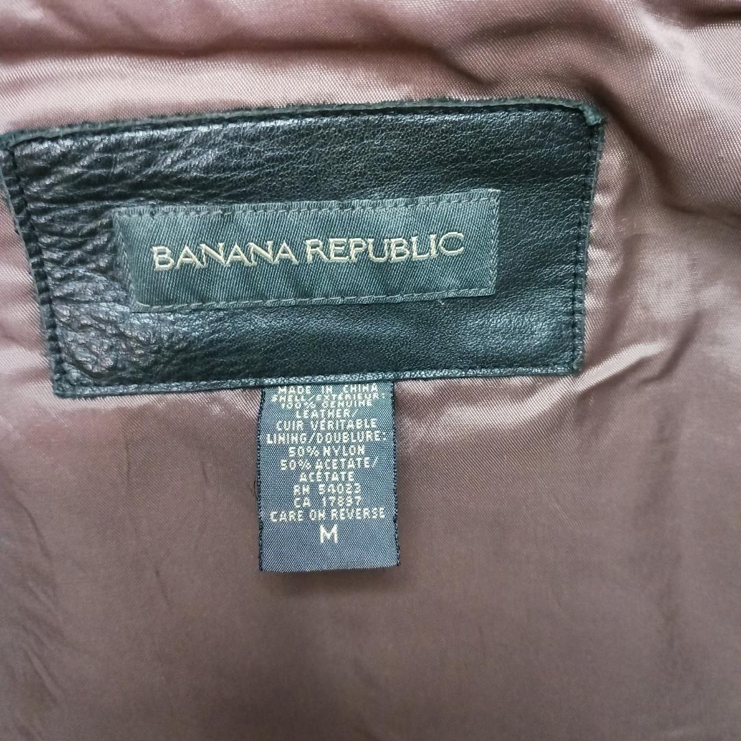 90s オールド バナナリパブリック M 肉厚 本革 シングル ダブルジップ