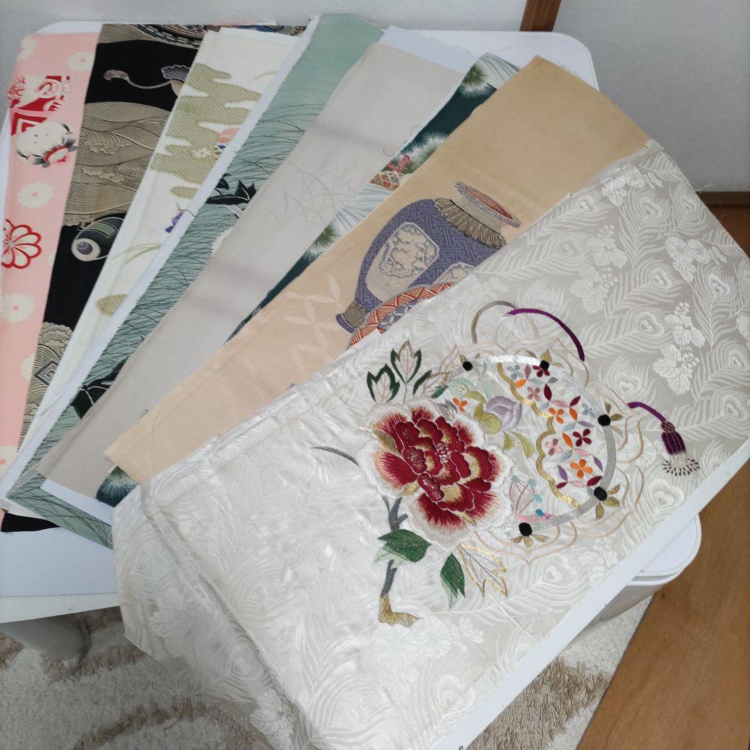 日本画 額と帯地　古布