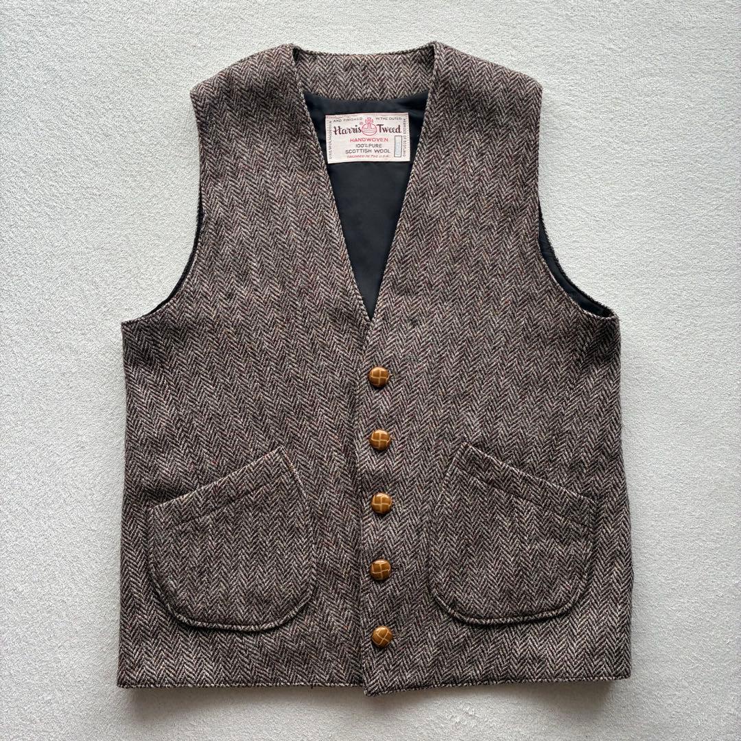 HARRIS TWEED USA製 ヘリンボーンベスト スコットランド産ウール