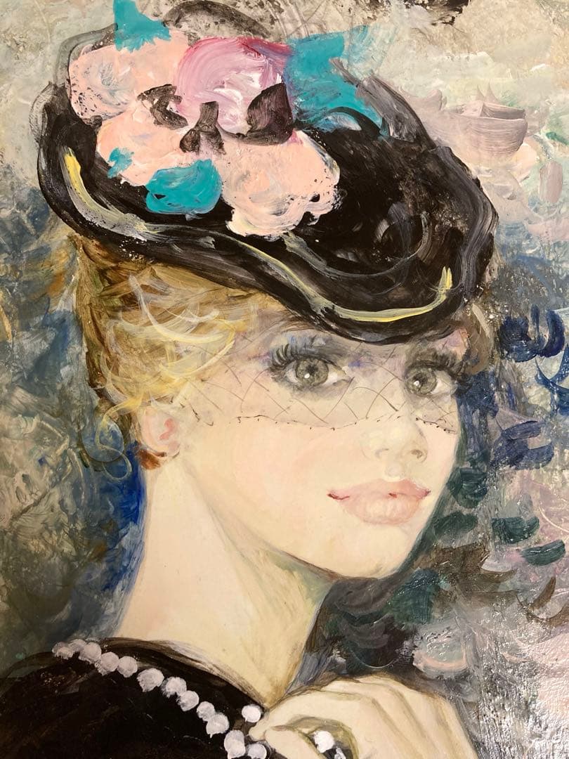 ★真作★ベルナール・シャロワ油彩画/「黄昏の貴婦人」8号直筆サイン世界各国で個展