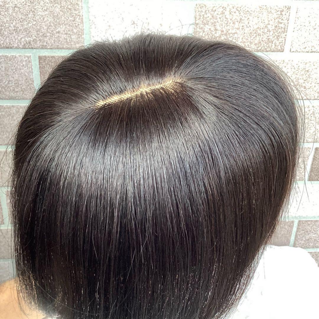 人毛100%総手植え 医療用 部分ウィッグ ヘアピース ブラックブラウン