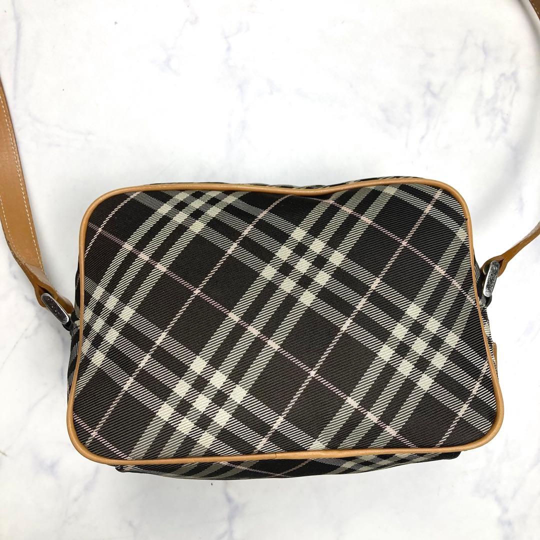 バーバリーブルーレーベル　ショルダーバッグ チェック　キャンバス　レザー