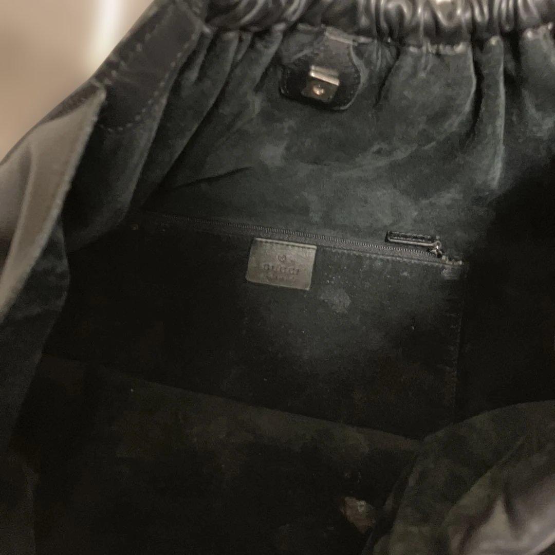 GUCCIブラックショルダーバッグ ギャザー入り