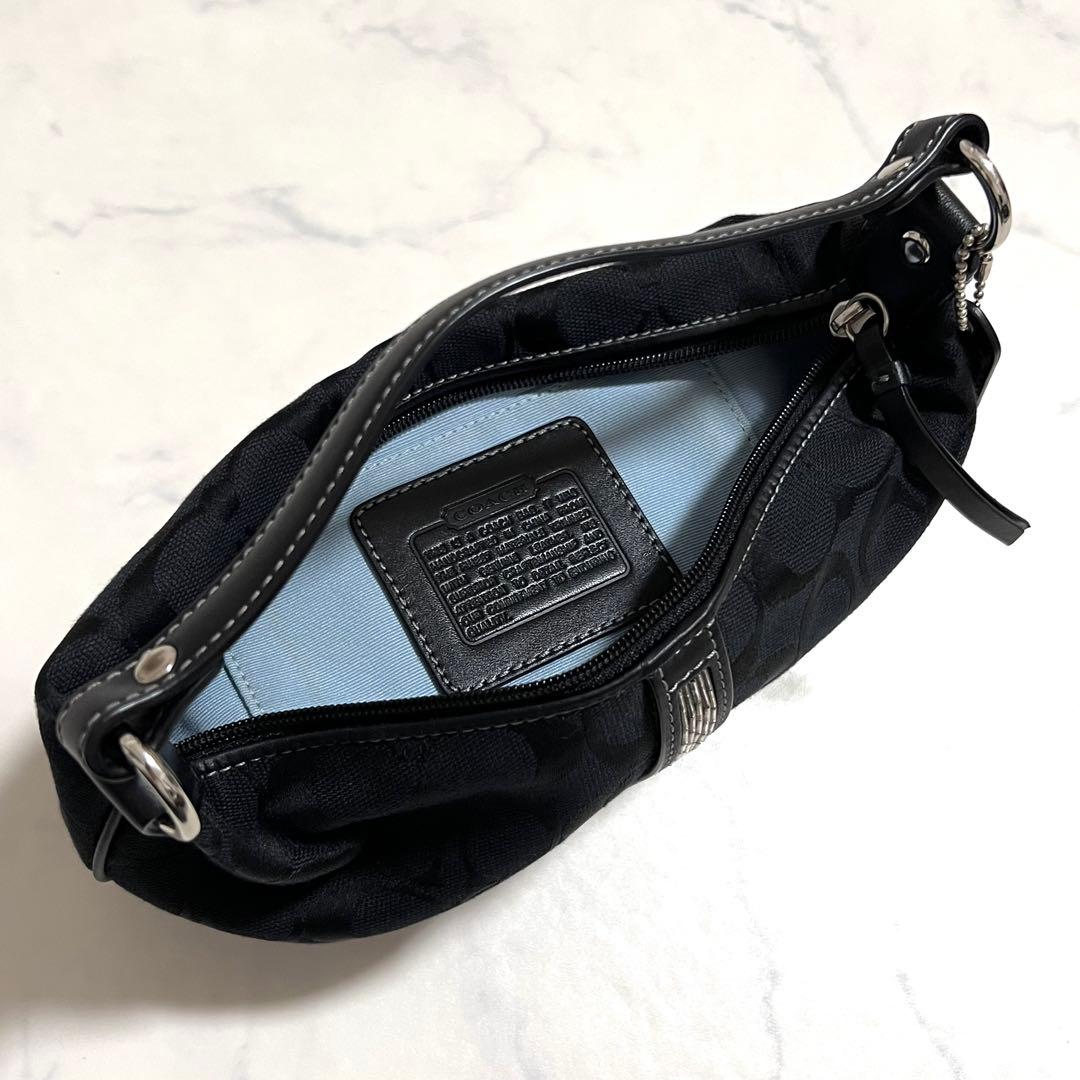 【美品】COACH ハンドバッグ アクセサリーポーチ 黒 ブラック モノグラム