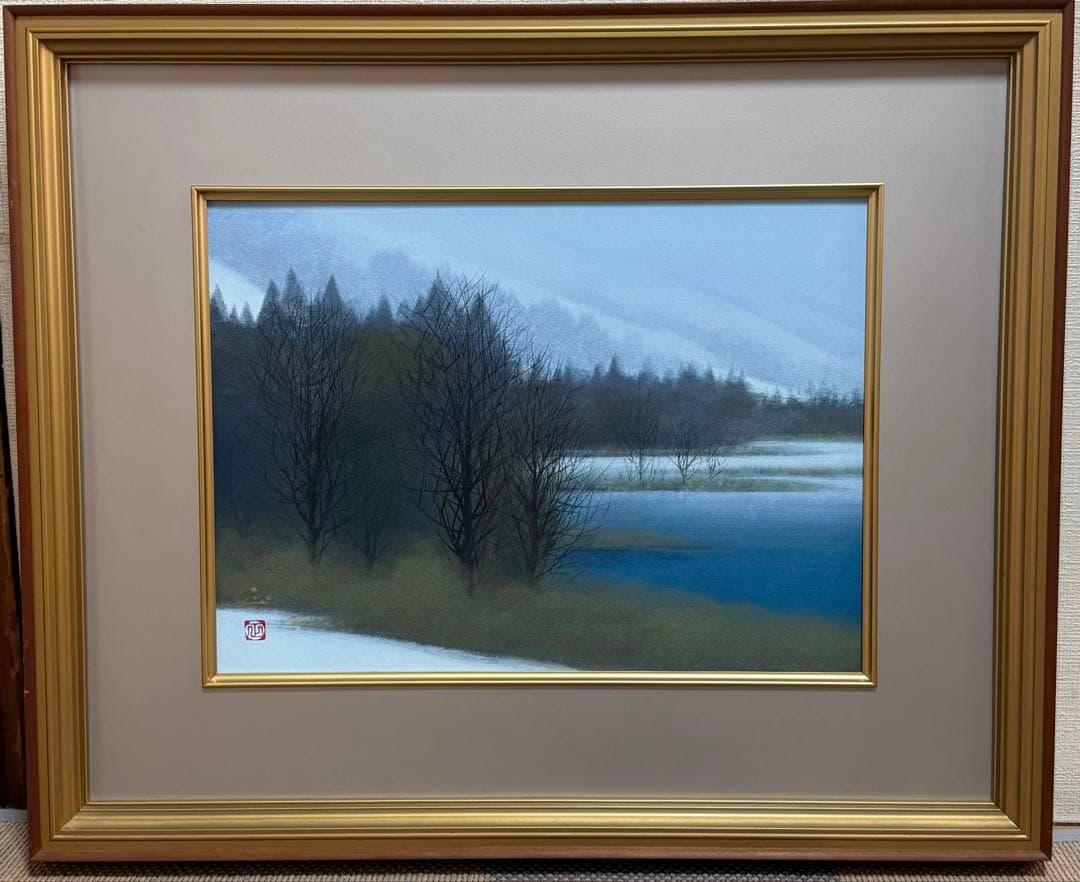 河本正　【早春】　日本画　送料込み1209