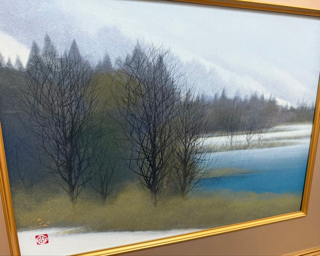 河本正　【早春】　日本画　送料込み1209