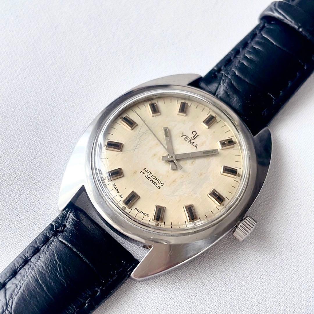 ビンテージ　フランス製　YEMA イエマ　17石　メンズ手巻き腕時計　稼動品　♪