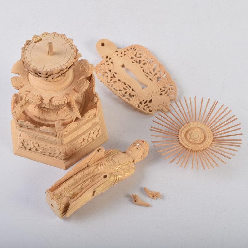 仏教美術　柘植彫刻　西立弥陀像　仏像　華鬘台　C　8784