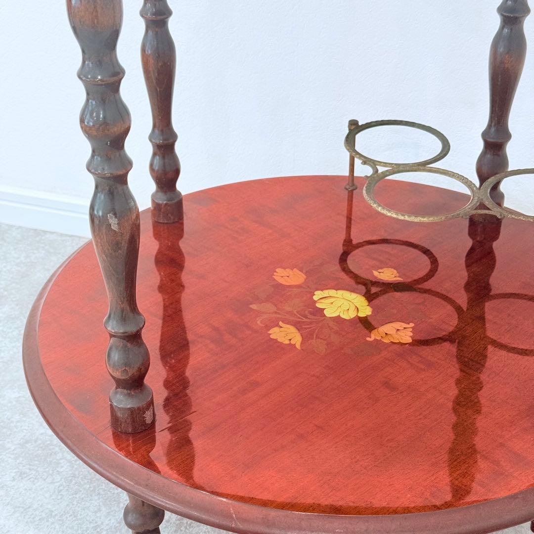 【希少】 イタリア製 象嵌 ワゴン ティーワゴン キッチンワゴン アンティーク