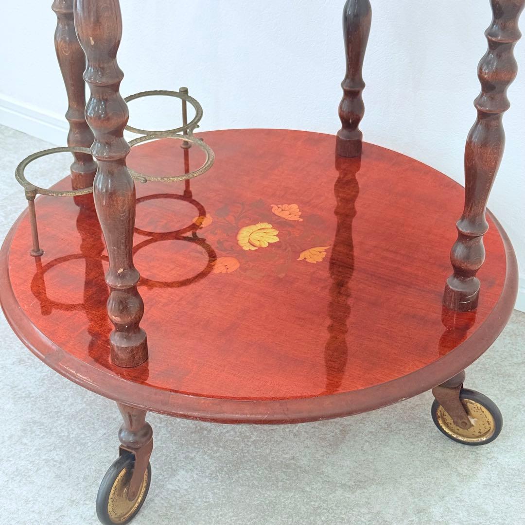 【希少】 イタリア製 象嵌 ワゴン ティーワゴン キッチンワゴン アンティーク