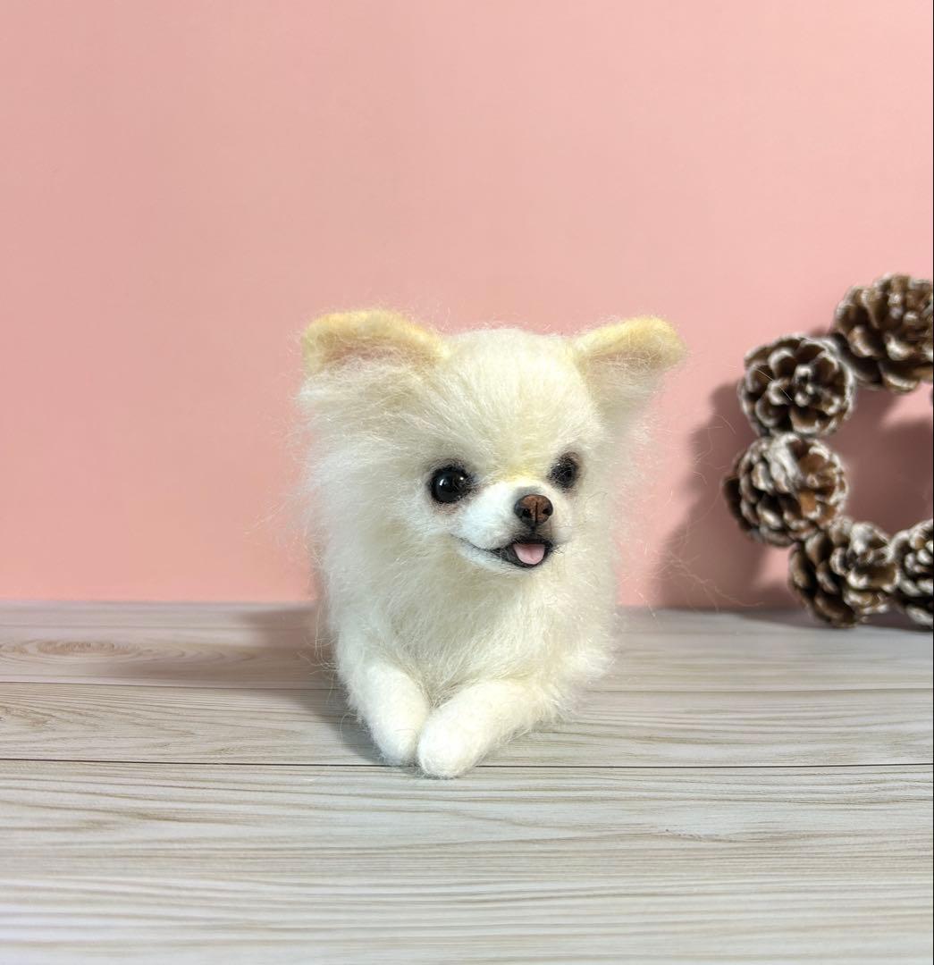 羊毛フェルト　にこにこチワワちゃん　ロングコートチワワ　no.20