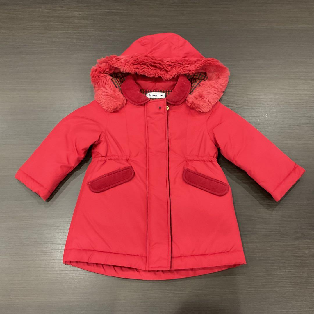 り*り様 familiar キッズ　赤 アウター ダウン　サイズ90 ガールズ
