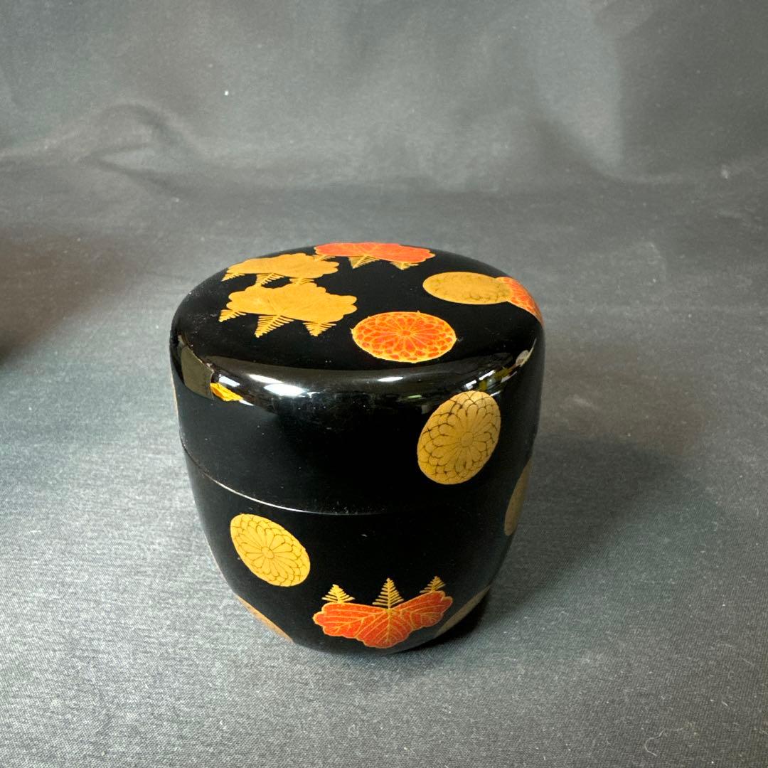 E982 送料無料　金彩蒔絵　棗　在銘　茶道具　茶室　茶道　共箱