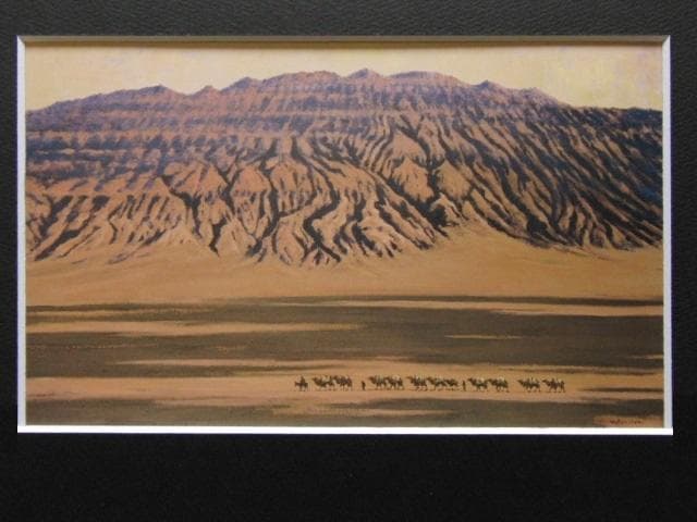 小田和典、火焔山を行く、希少画集画、新品高級額・額装付、状態良好