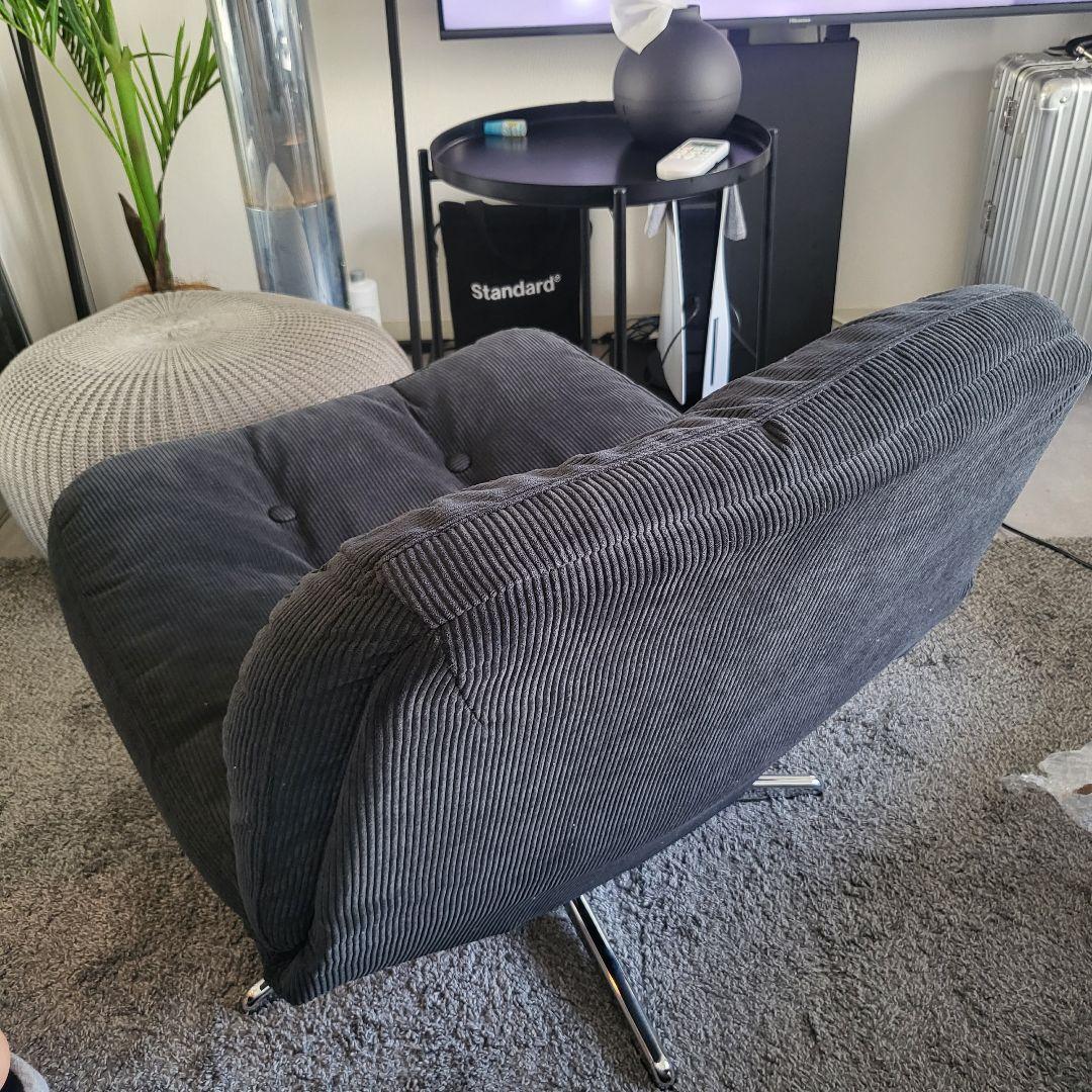 IKEA ディヴリンゲ 黒 ダークグレー コーデュロイ リラックスチェア