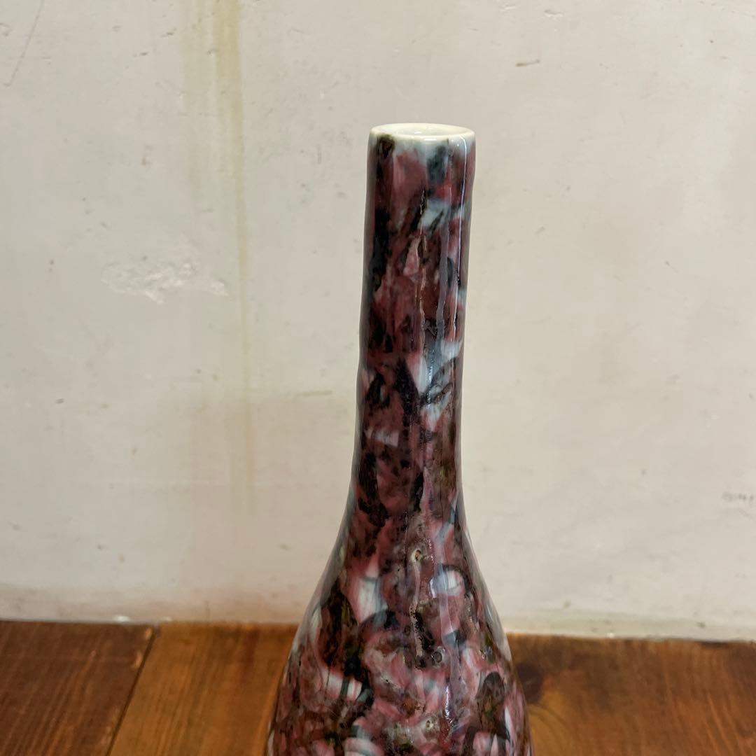 美品　日本の名窯　日展陶芸作家　花瓶　均窯　中島均作　辰砂釉　陶器　花器　花入