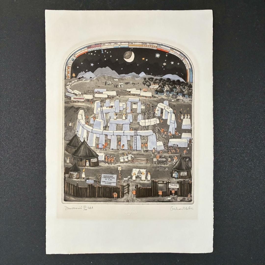 グラハム・クラーク「Dunroamin」エッチング他+手彩色 直筆サイン入