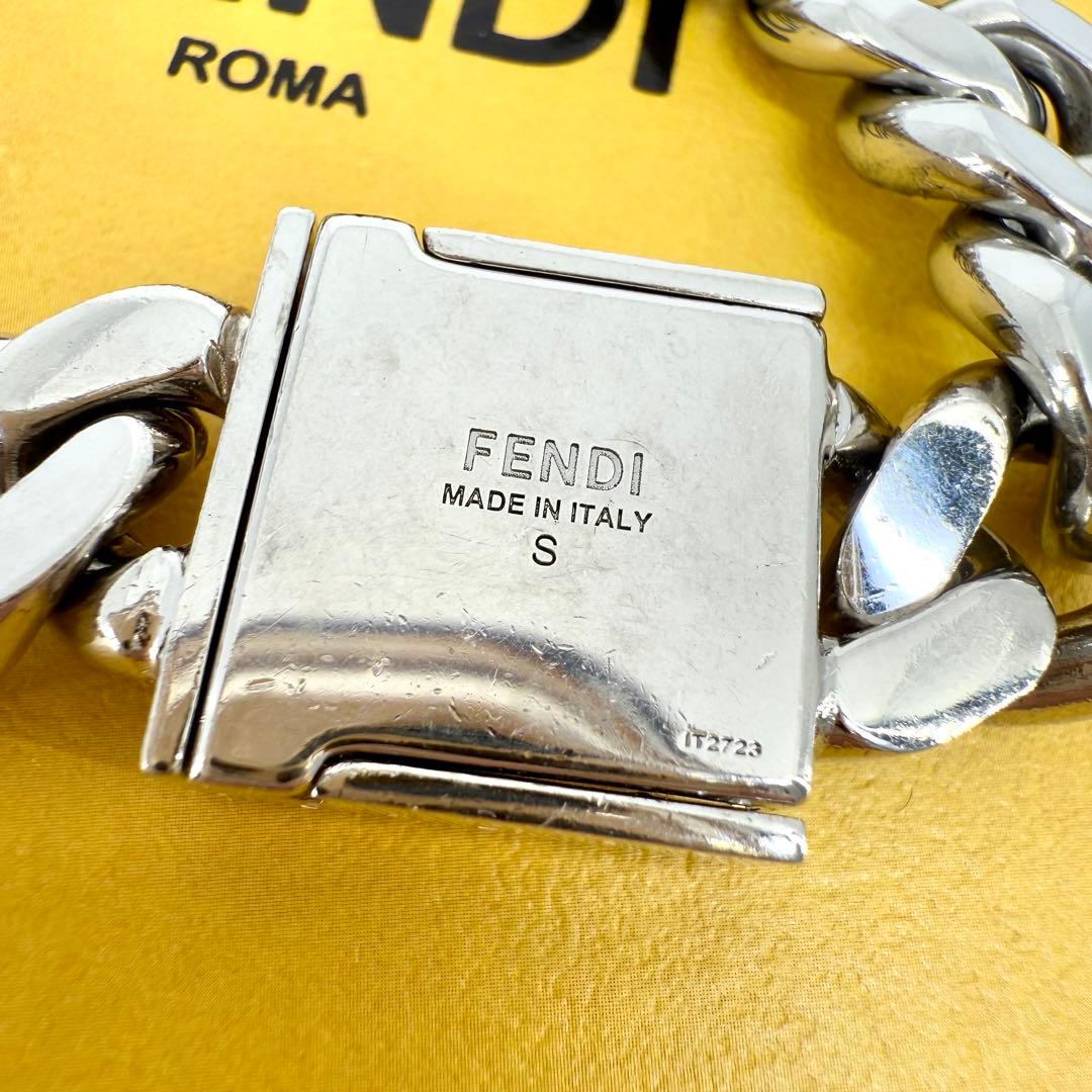 美品 FENDI FF ロゴ ブレスレット 喜平 シルバー ゴールド Sサイズ
