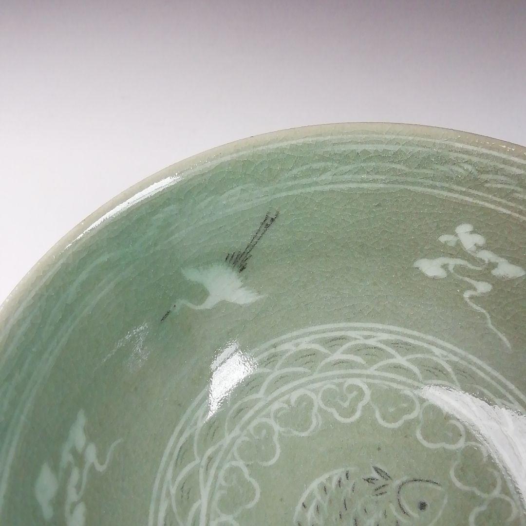 Ｔ１４０　茶碗　『高麗青磁』『石峰　趙懋鎬作』　共箱　抹茶碗　茶道具