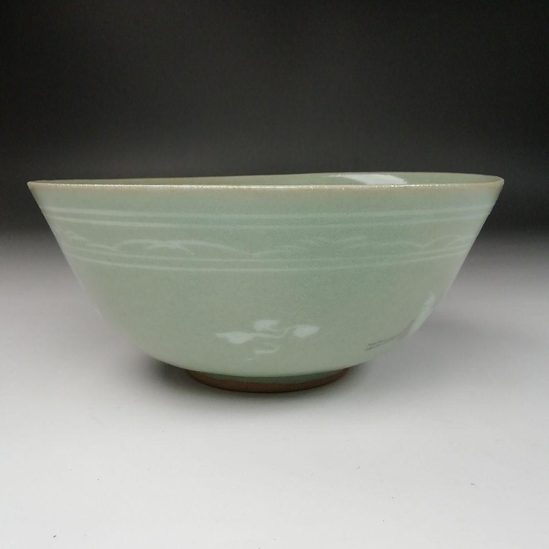 Ｔ１４０　茶碗　『高麗青磁』『石峰　趙懋鎬作』　共箱　抹茶碗　茶道具