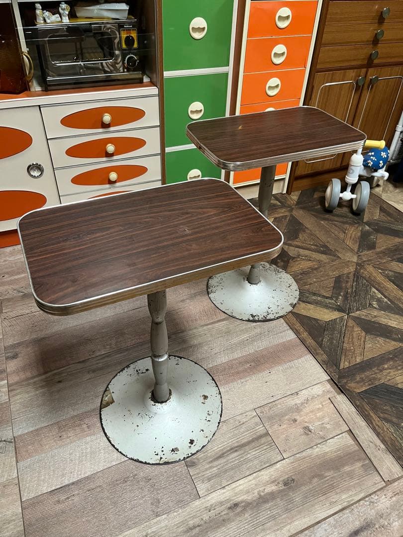 サイドテーブル セット インテリア 昭和レトロ 当時物 アンティーク 鉄脚