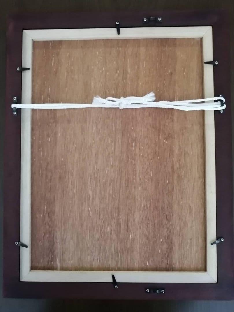 川上澄生・作　蒸気船の時計図（版画）　額、段ボールさし箱付き